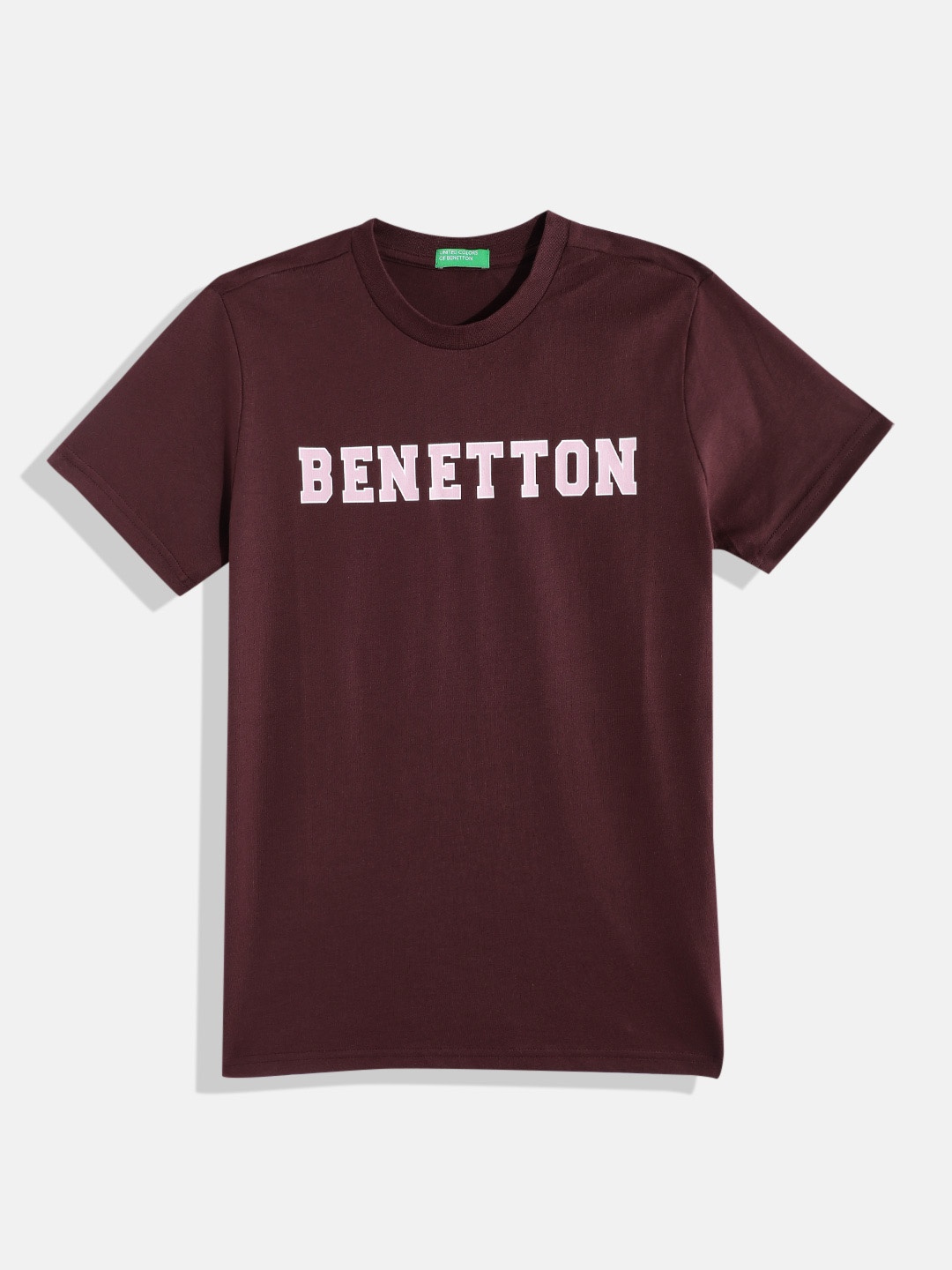 

United Colors of Benetton Boys Brand Logo Printed Pure Cotton T-shirt, Maroon