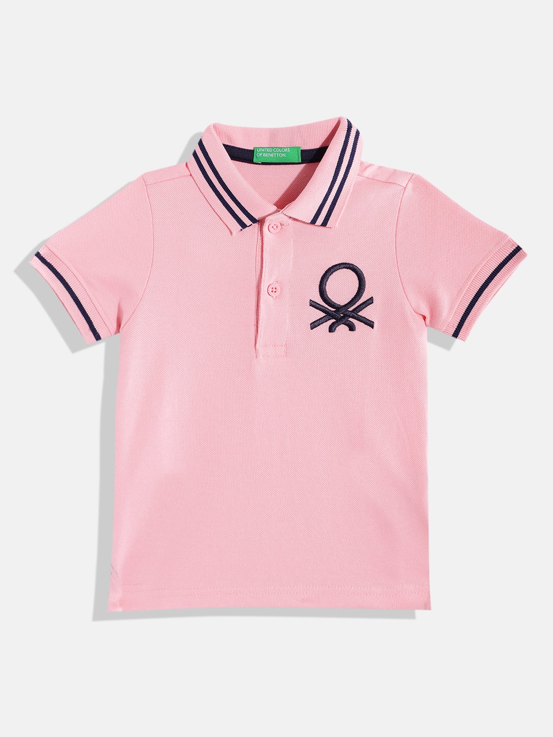 

United Colors of Benetton Boys Polo Collar Pure Cotton T-shirt, Pink