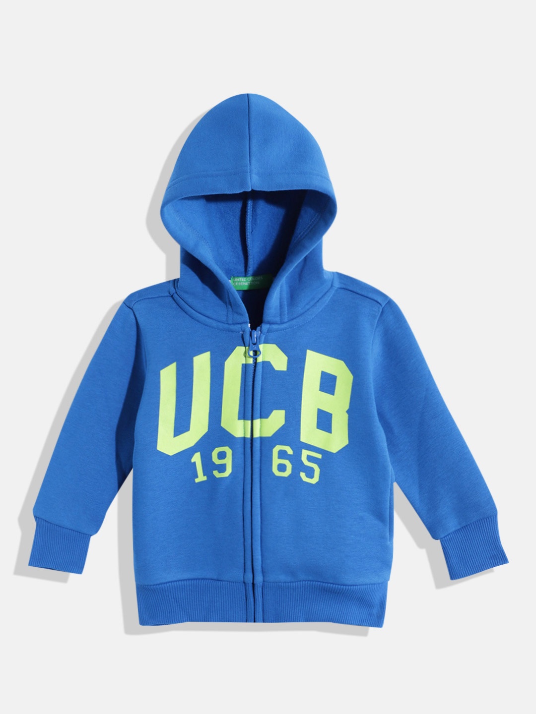 

United Colors of Benetton Boys Brand Logo Printed Hooded Sweatshirt, Blue