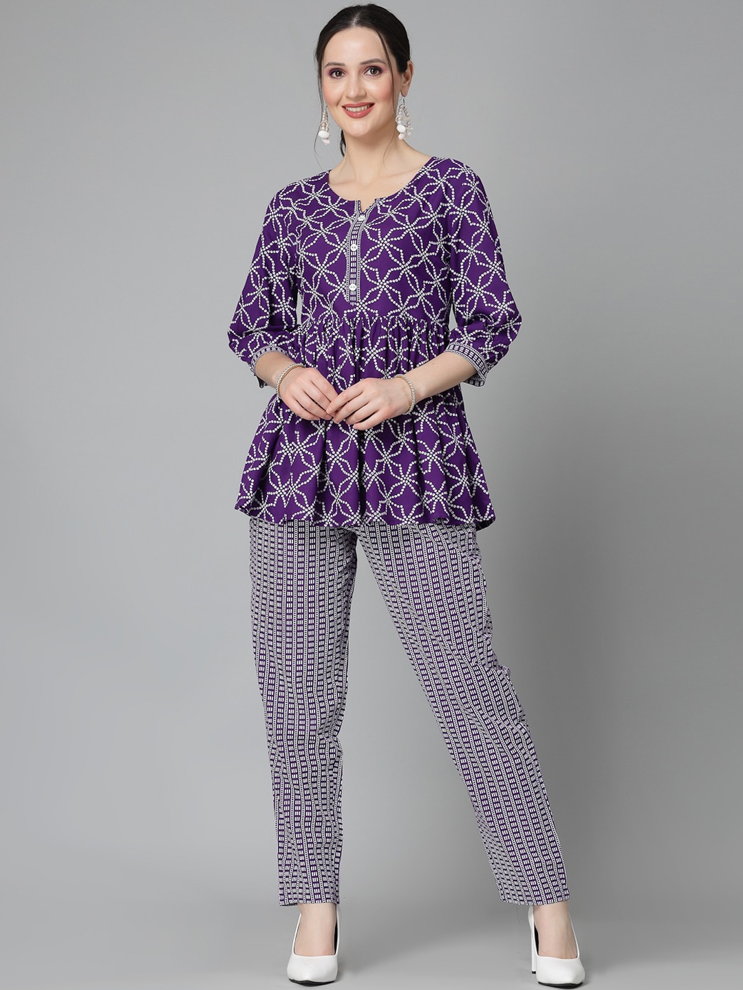 

Stylum Printed Top With Trouser, Violet