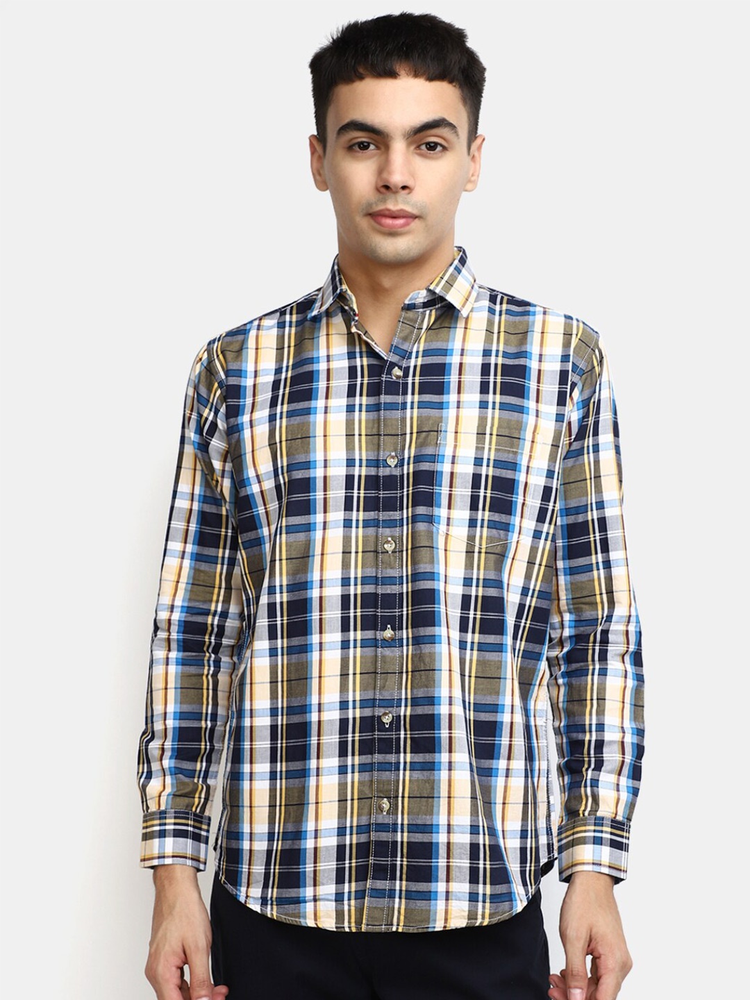

V-Mart Tartan Checked Long Sleeves Cotton Casual Shirt, Yellow