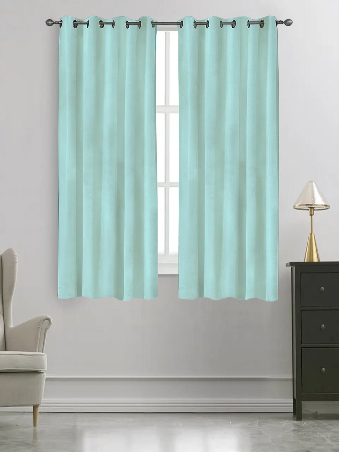 

AVI Turquoise Blue 2 Pieces Room Darkening Window Curtains