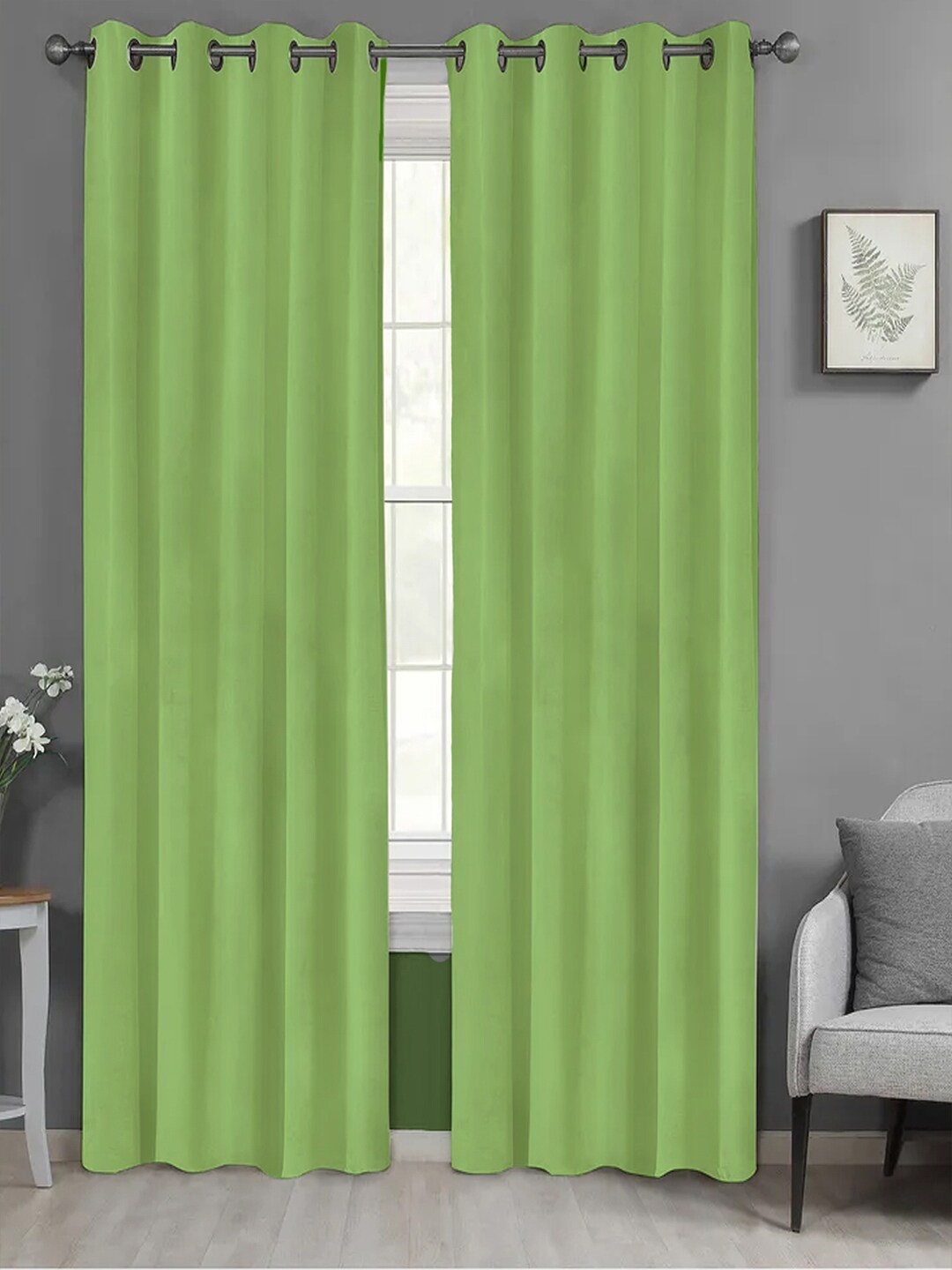

AVI Olive Green 2 Pieces Velvet Room Darkening Door Curtains