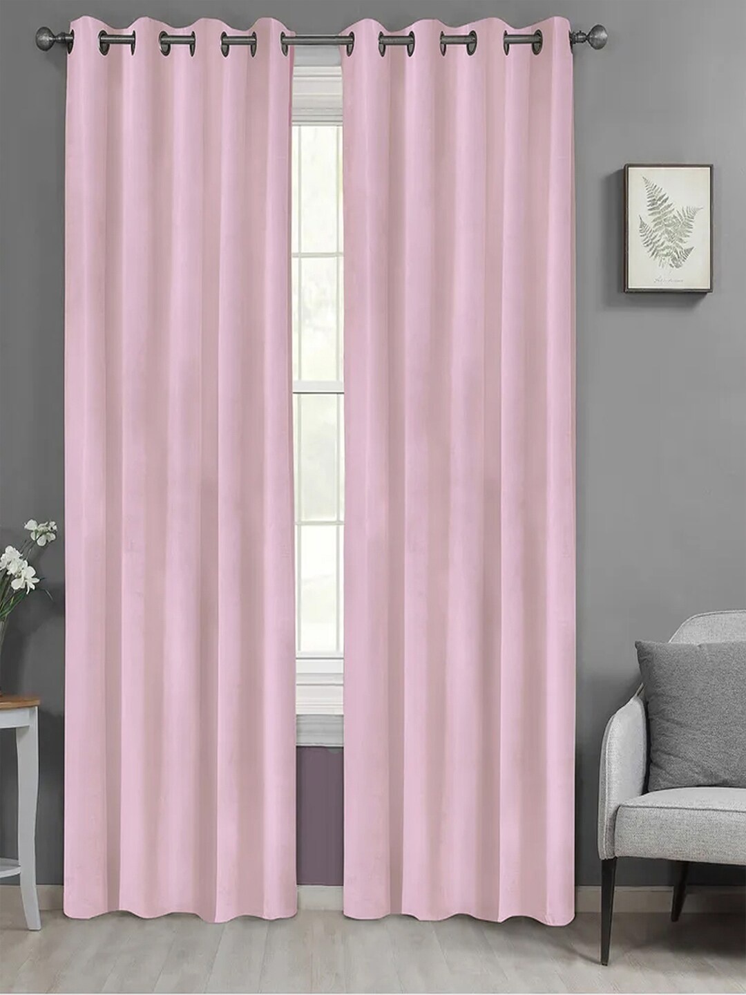 

AVI Pink 2 Pieces Velvet Room Darkening Door Curtains