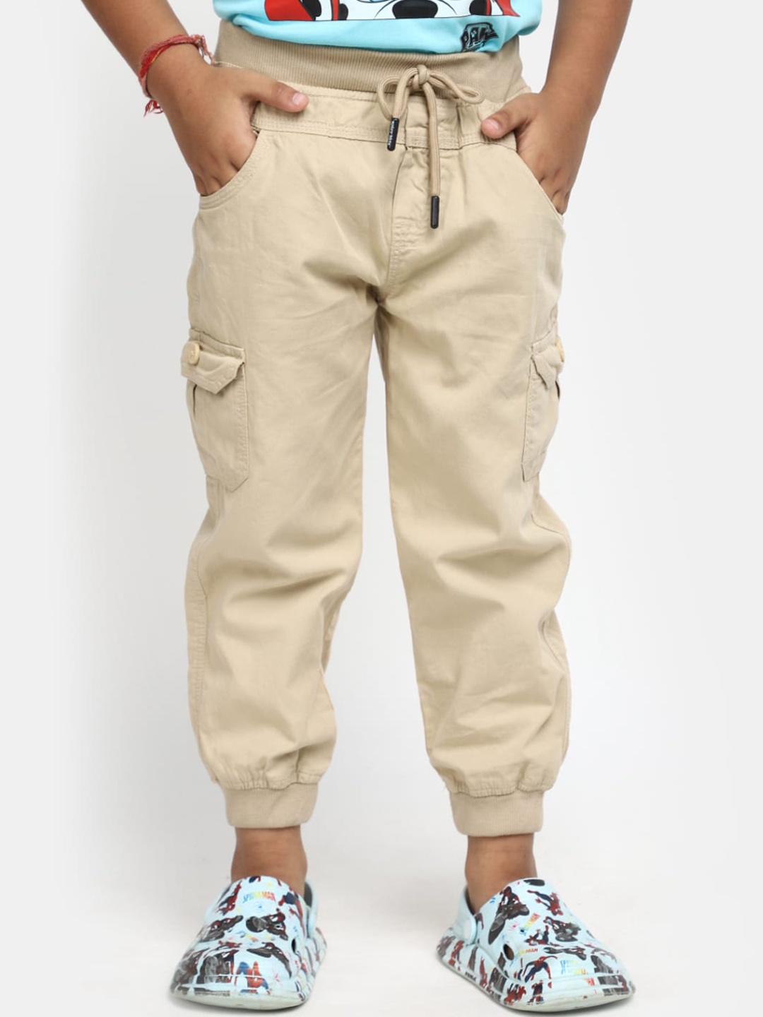 

V-Mart Boys Mid Rise Cotton Joggers, Beige