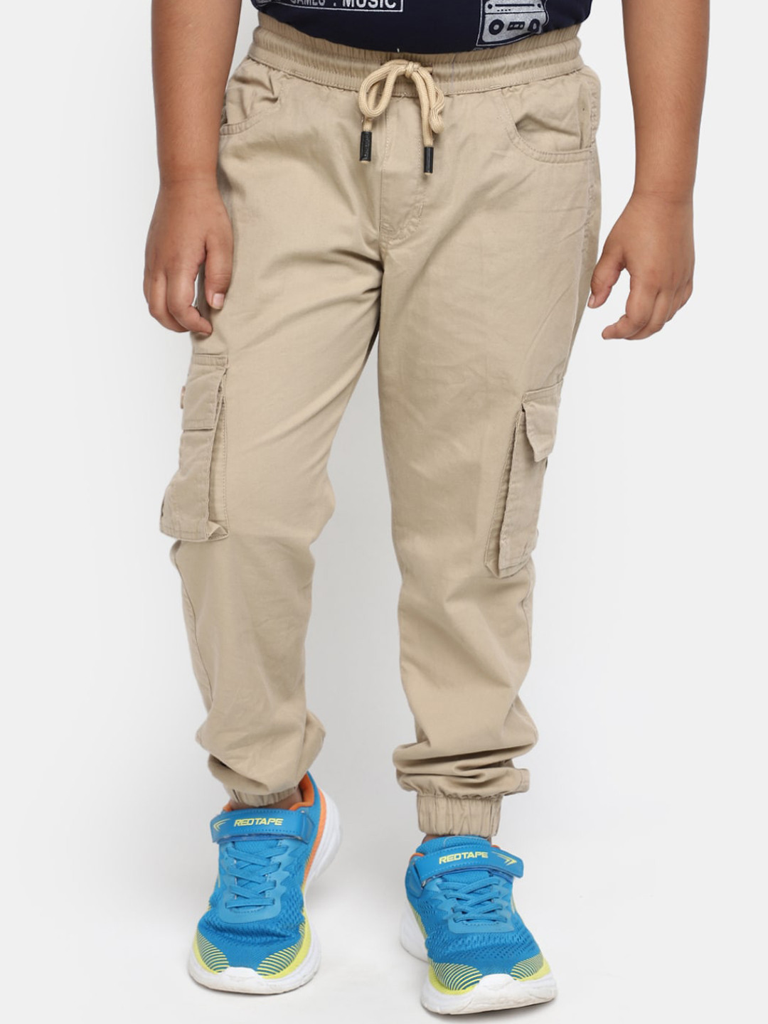 

V-Mart Boys Mid Rise Cotton Joggers, Beige