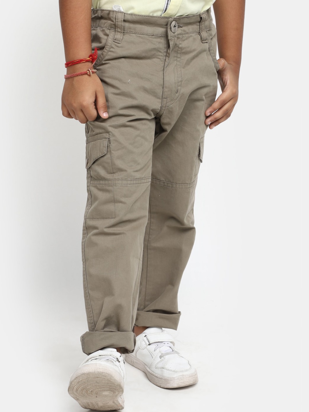 

V-Mart Boys Mid-Rise Cotton Cargos, Beige