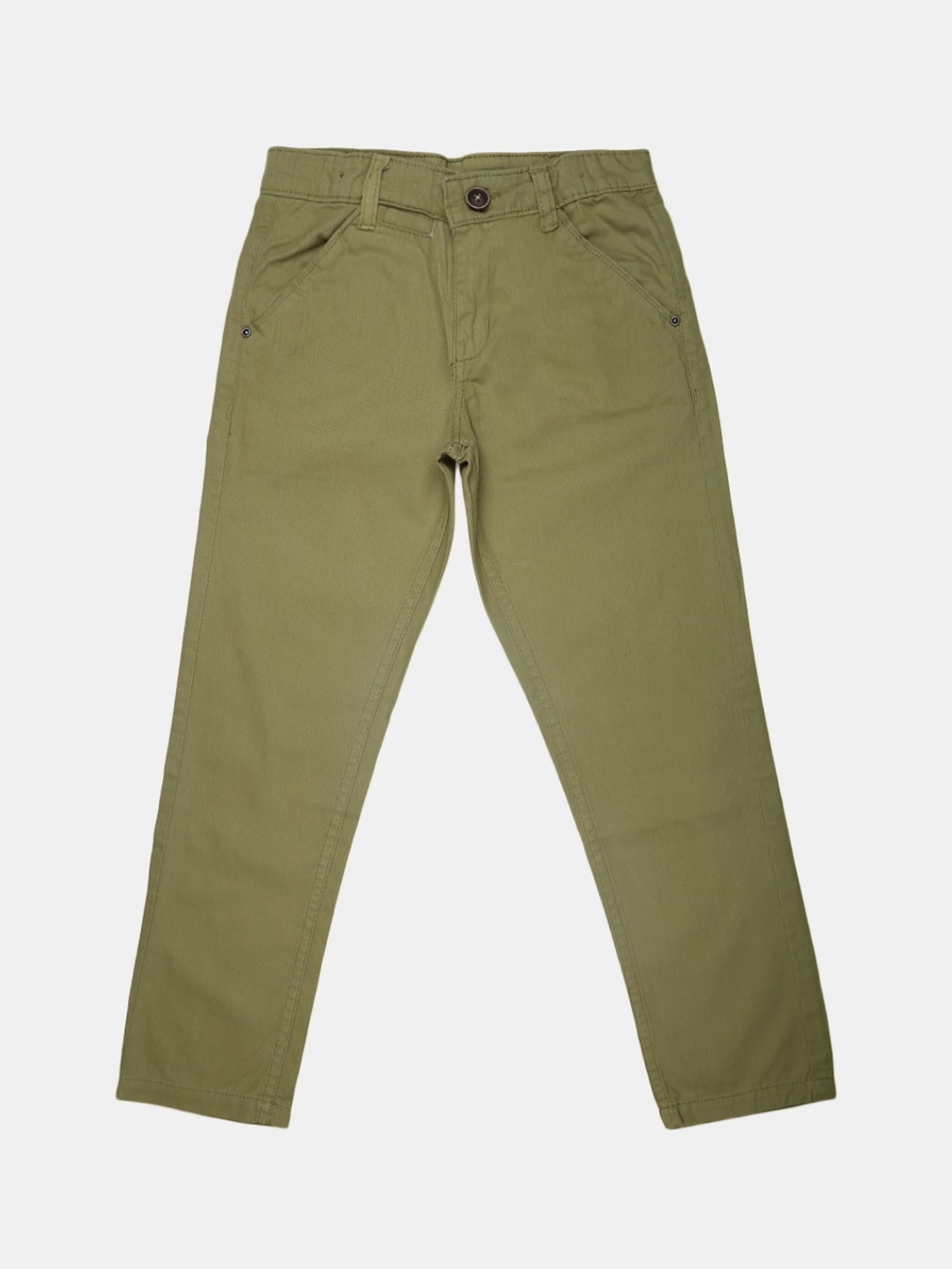 

V-Mart Boys Mid-Rise Cotton Chinos, Olive