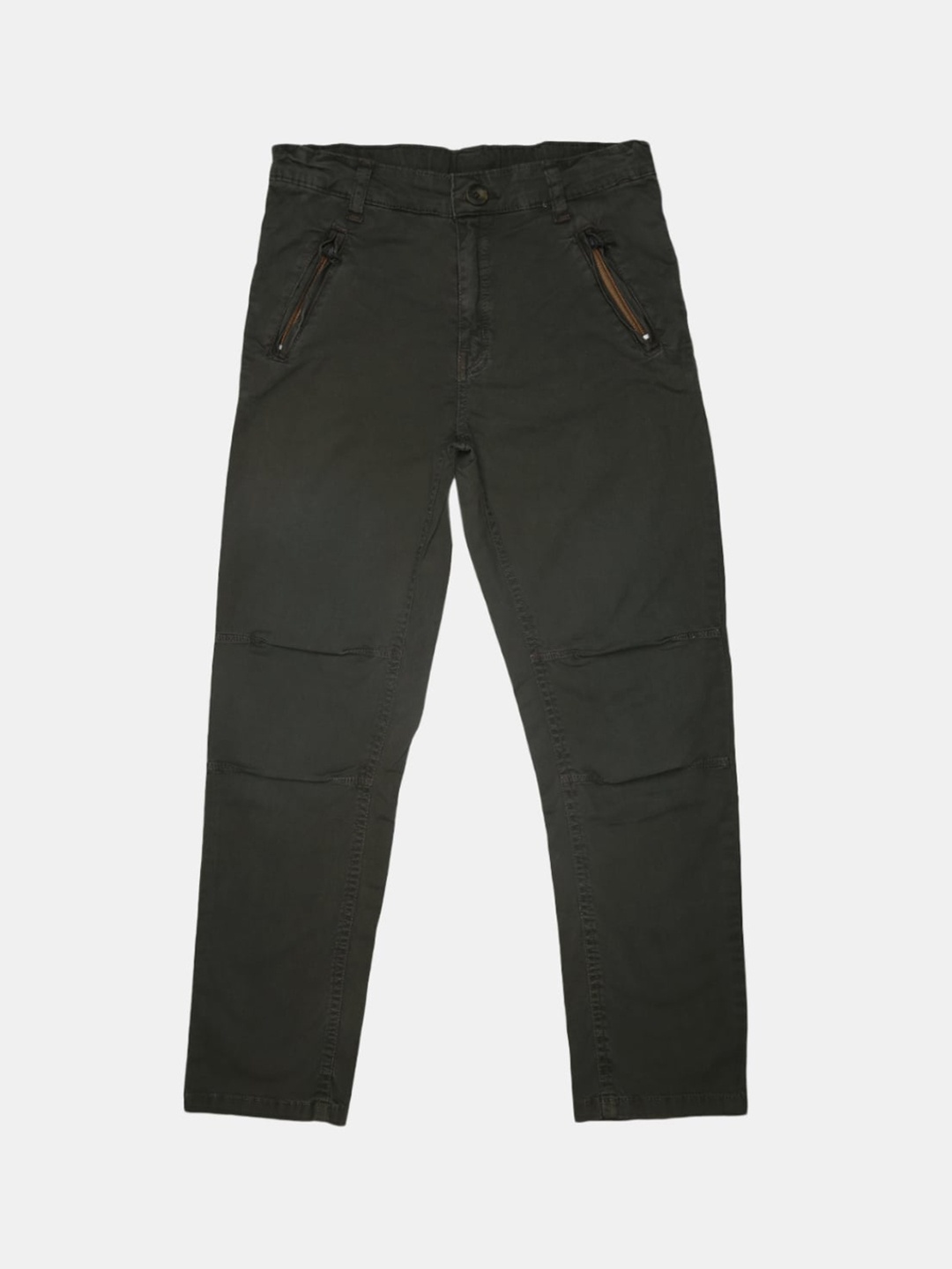 

V-Mart Boys Mid-Rise Twill Cotton Trousers, Olive
