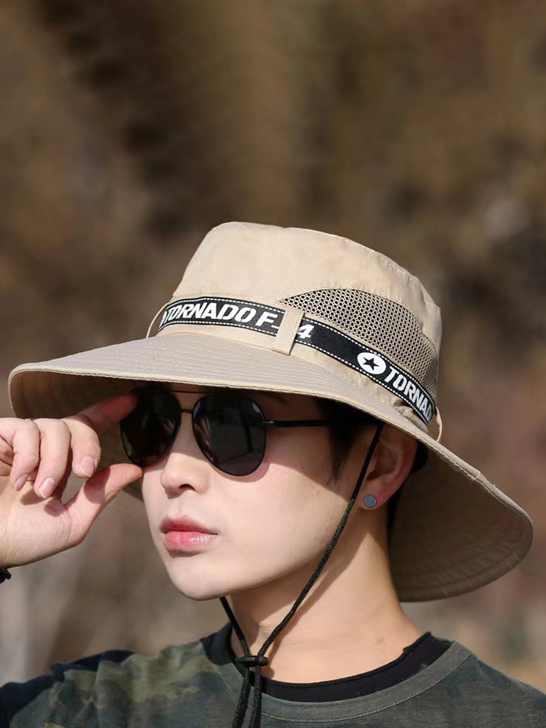 

Zacharias Typography Printed Sun Hat, Beige