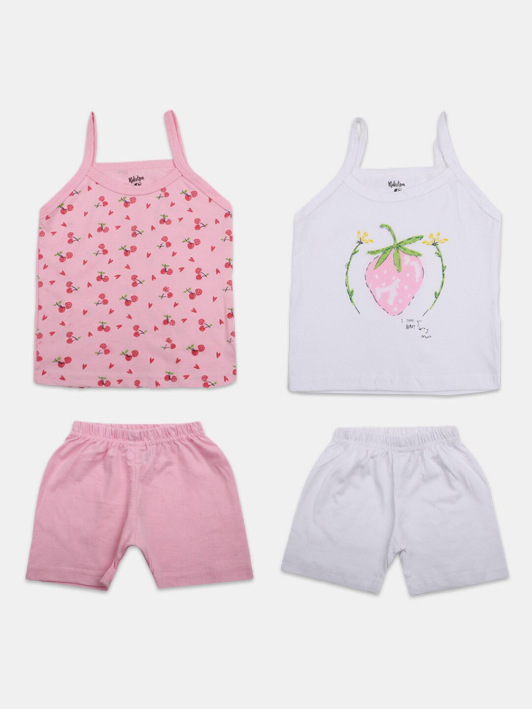 

V-Mart Infants Pack Of 2 Printed Pure Cotton T-shirt With Shorts, White