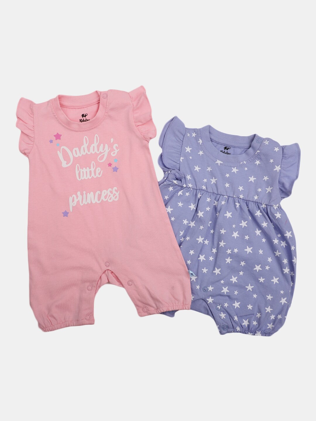 

V-Mart Infant Pack Of 2 Printed Cotton Rompers, Pink