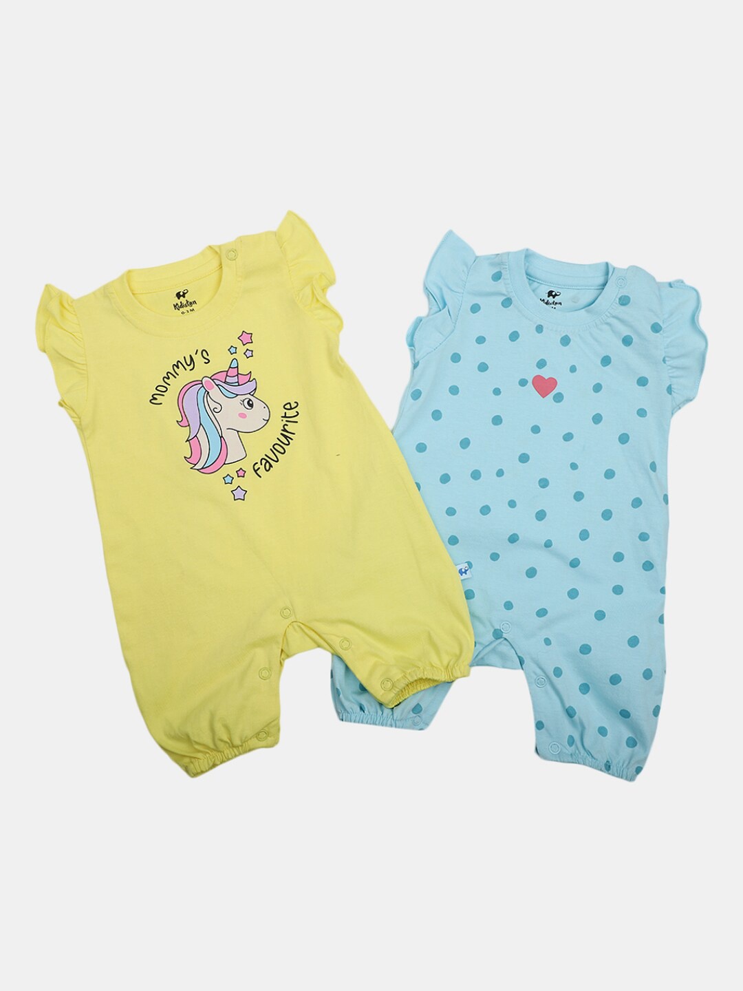 

V-Mart Infant Pack Of 2 Printed Cotton Rompers, Blue