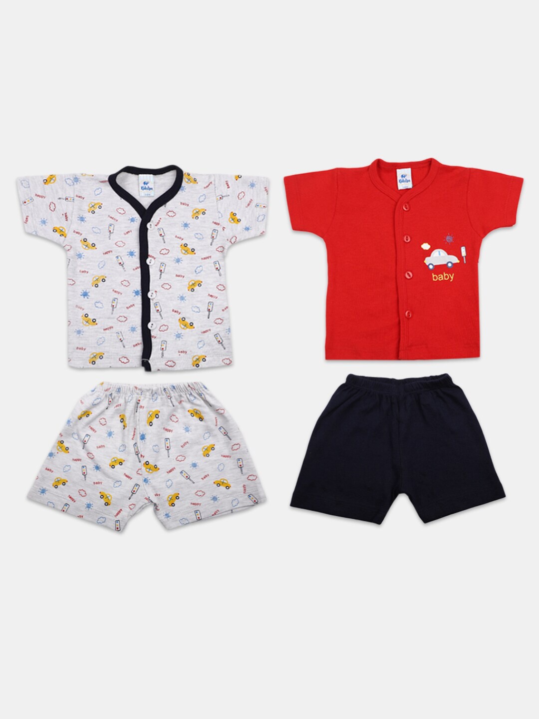 

V-Mart Infants Pack Of 2 Printed Pure Cotton T-shirt With Shorts, White