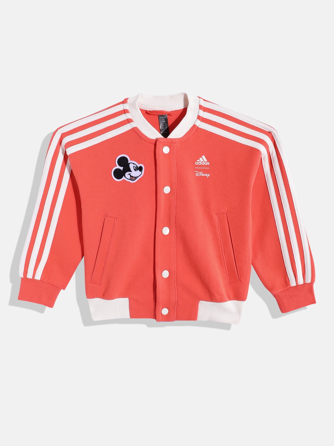 

ADIDAS X DISNEY Girls Striped Mickey Mouse Sweatshirt, Coral