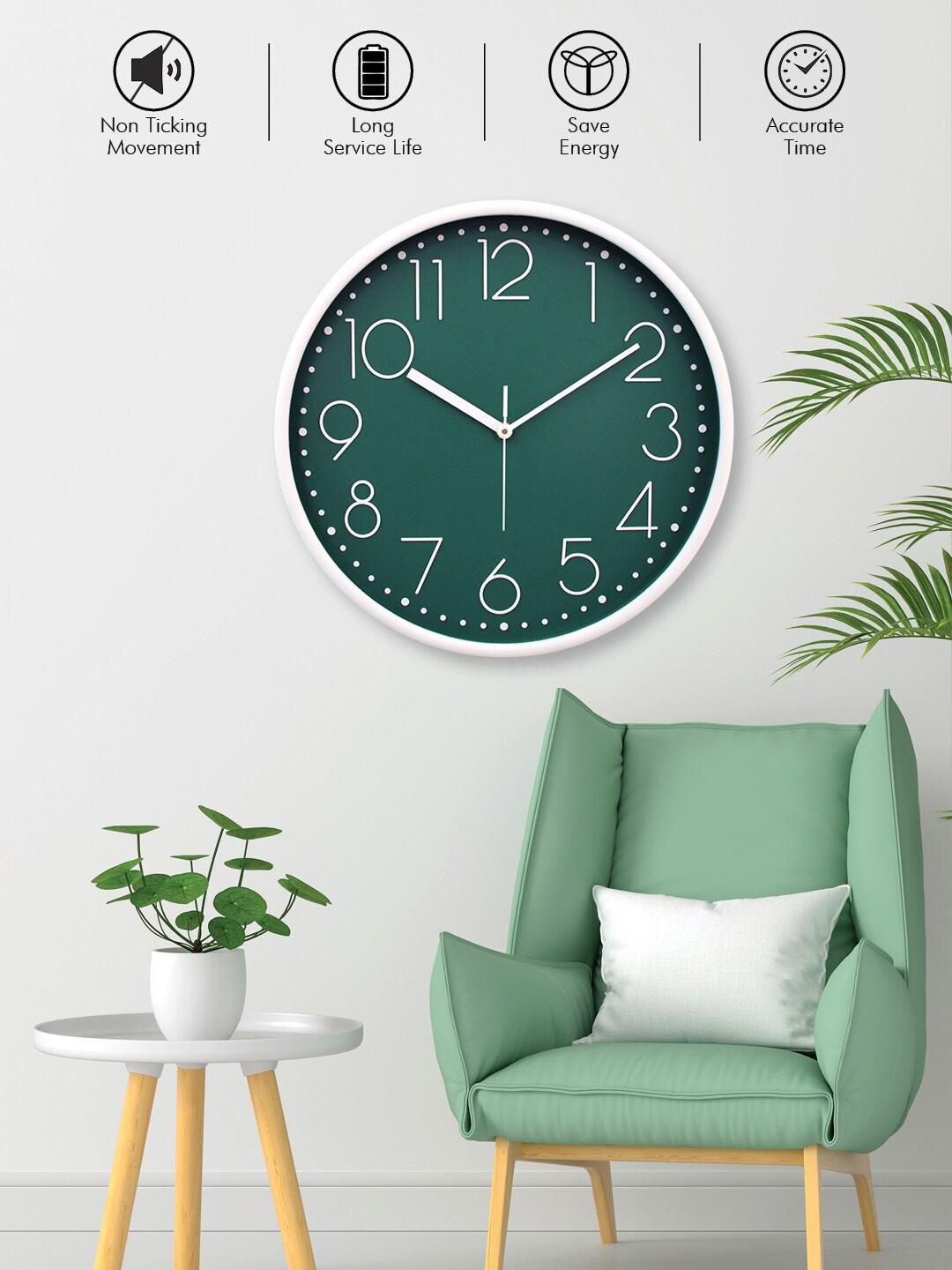 

RANDOM Green & White Contemporary Wall Clock