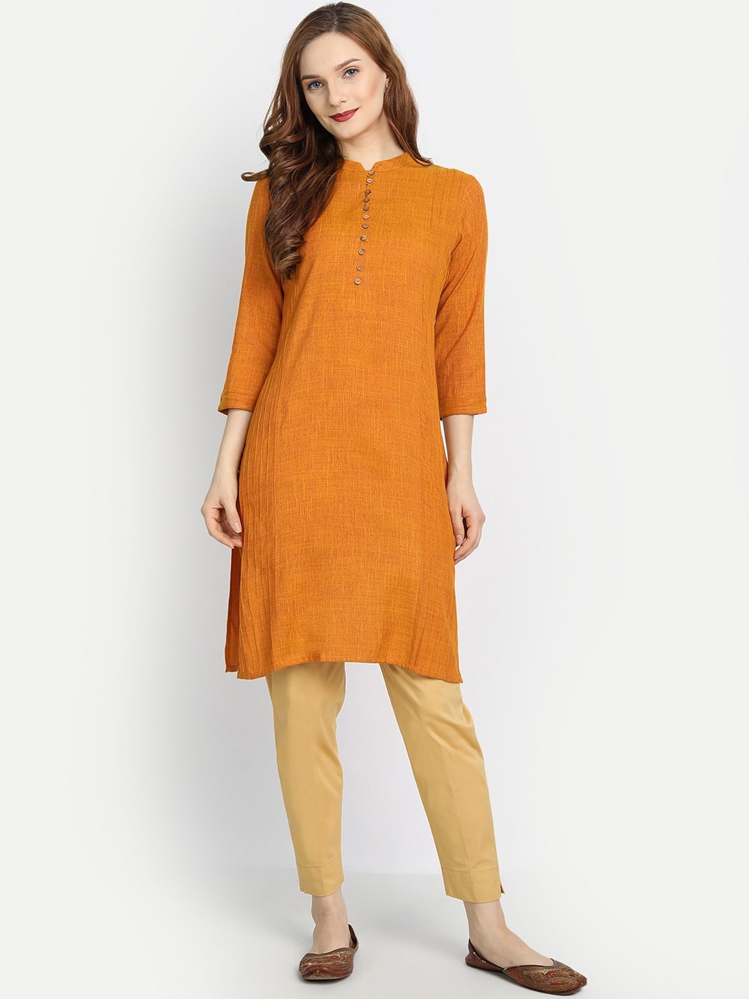 

SUTI Mandarin Collar Straight Kurta, Mustard