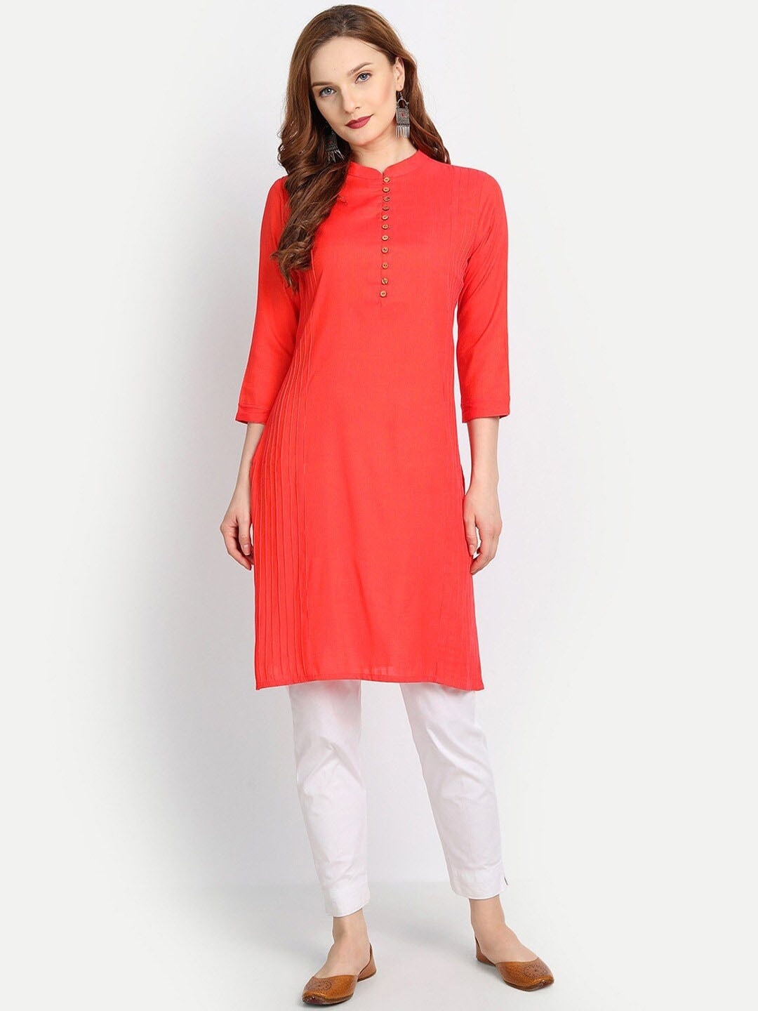 

SUTI Mandarin Collar Straight Kurta, Orange