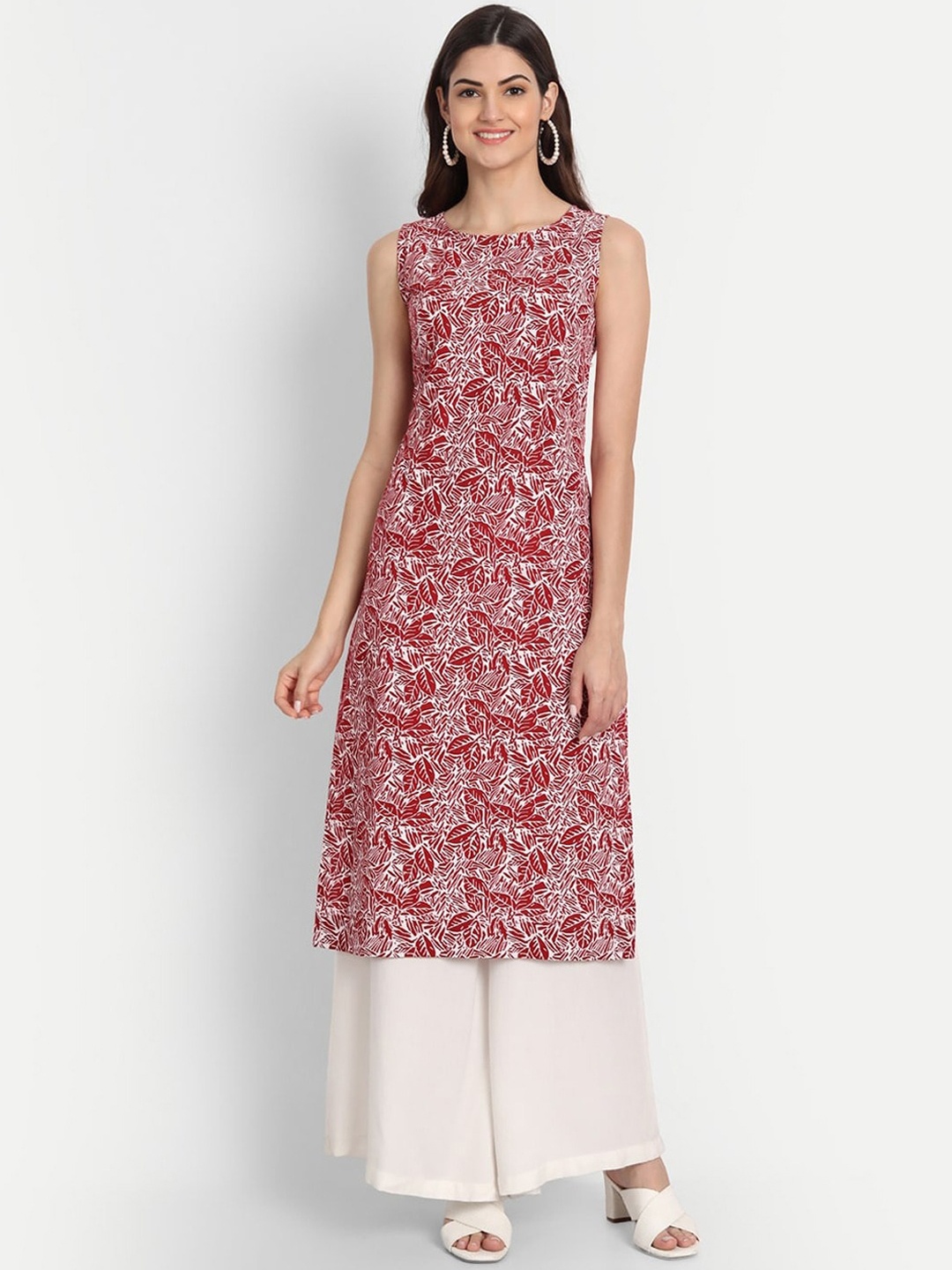 

SUTI Floral Printed Straight Kurta, Red