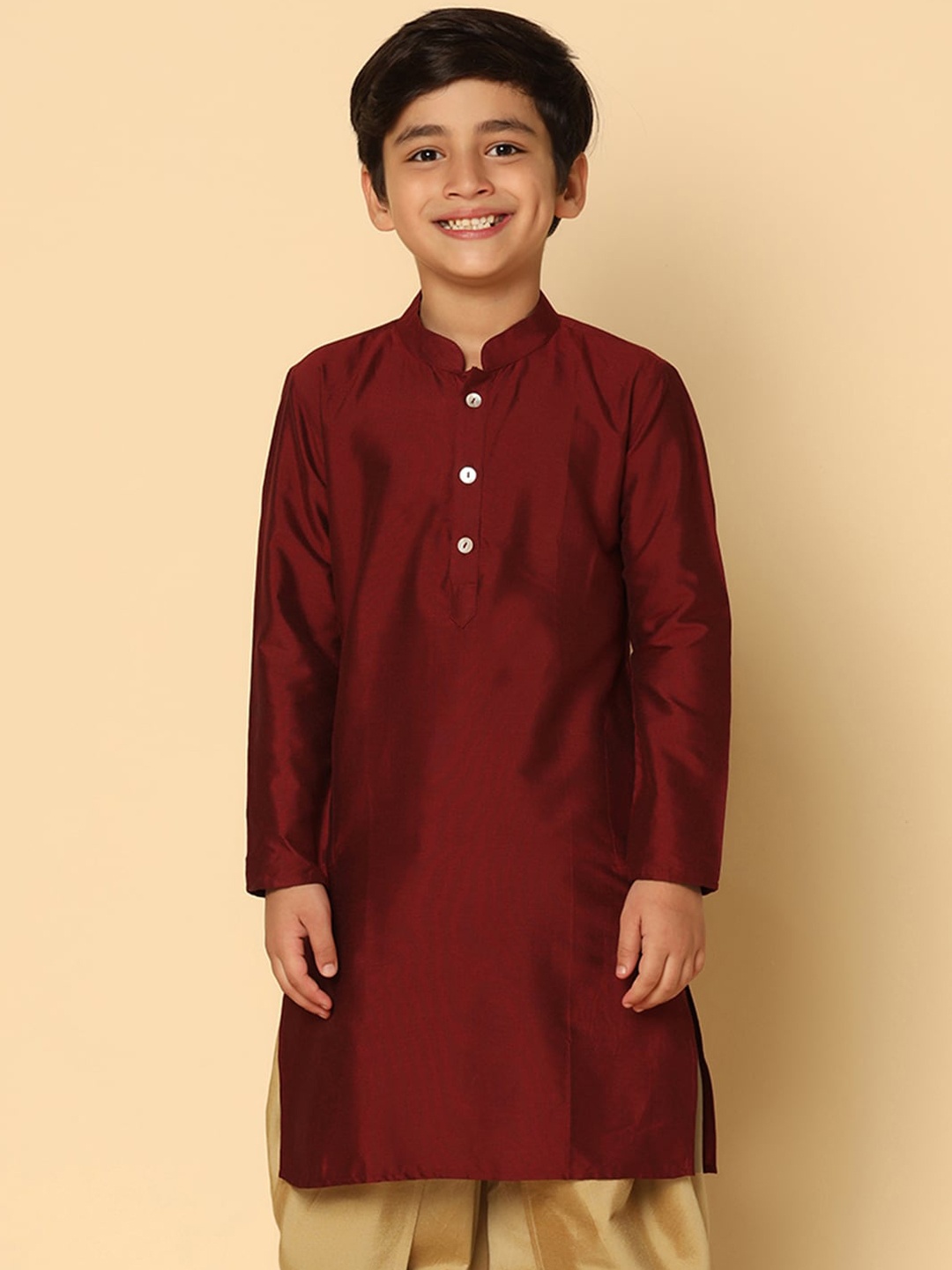 

KISAH Boys Mandarin Collar Straight Kurta, Maroon