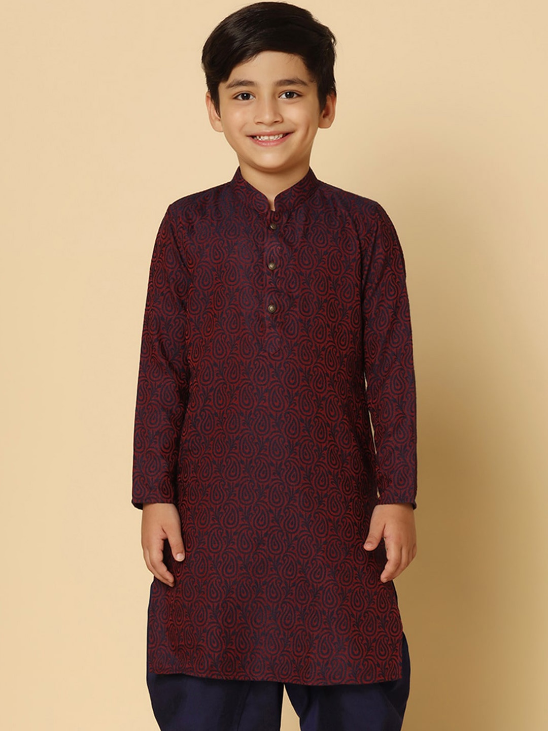 

KISAH Boys Textured Regular Fit Paisley Kurta, Maroon