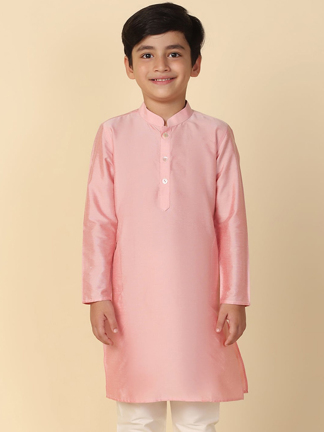 

KISAH Boys Mandarin Collar Kurta, Pink