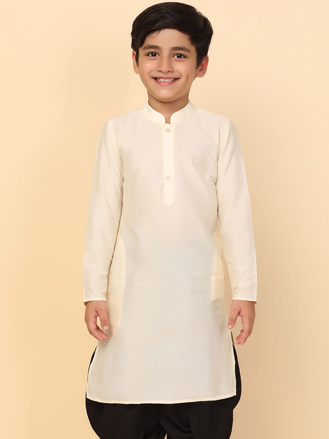 

KISAH Boys Mandarin Collar Straight Kurta, Off white