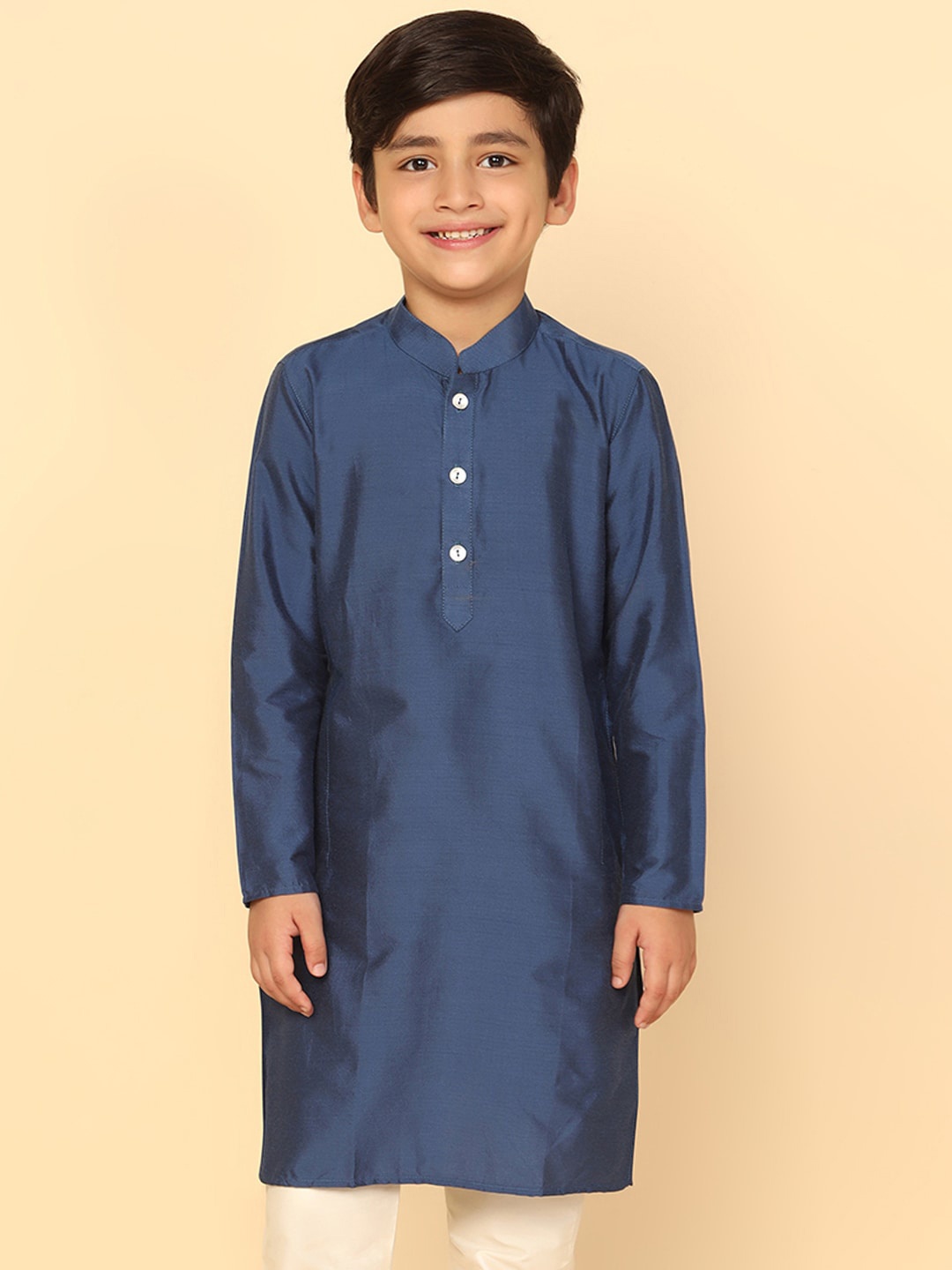 

KISAH Boys Mandarin Collar Cotton Kurta, Blue