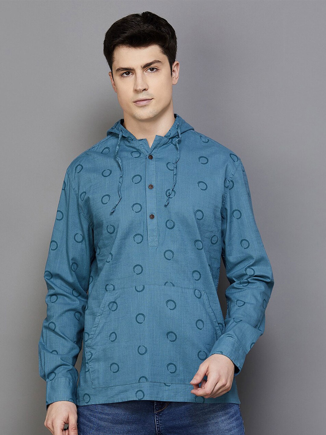 

Melange by Lifestyle Geometric Printed Cotton Opaque Casual Shirt, Teal