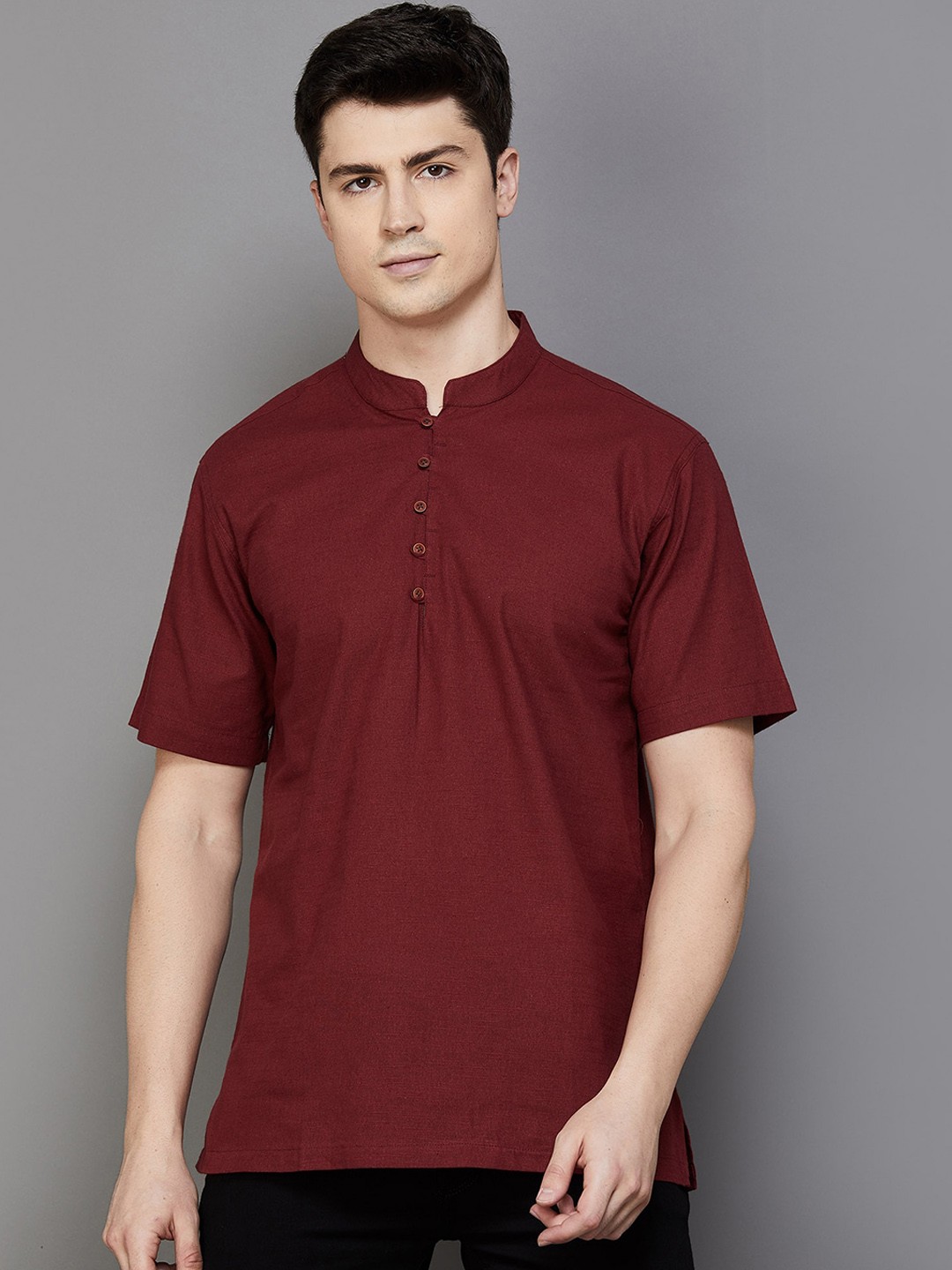 

Melange by Lifestyle Mandarin Collar Kurta, Red