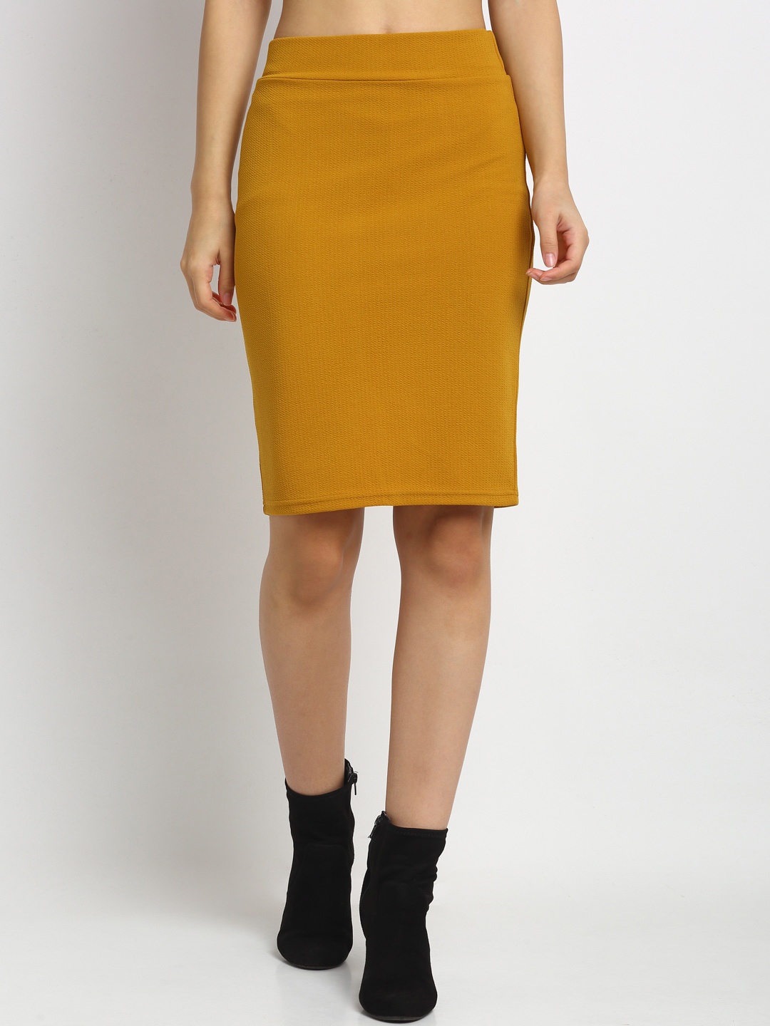 

NEUDIS Above Knee Pencil Skirt, Mustard