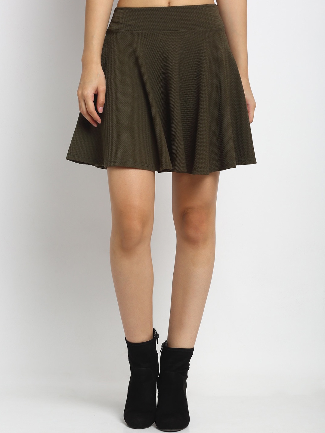 

NEUDIS Mini Skater Flared Skirt, Olive