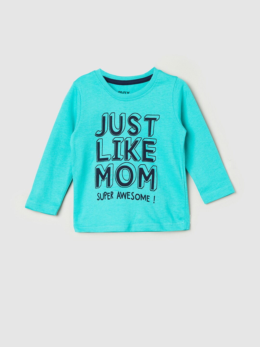 

max Boys Typography Printed Pure Cotton T-shirt, Blue
