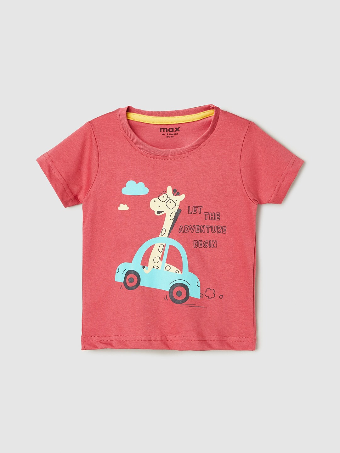 

max Boys Graphic Printed Pure Cotton T-shirt, Pink