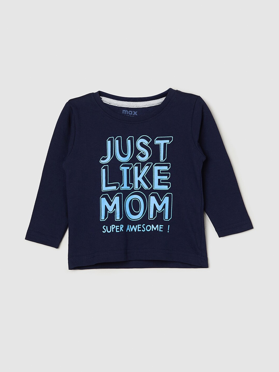 

max Boys Typography Printed Pure Cotton T-Shirt, Navy blue