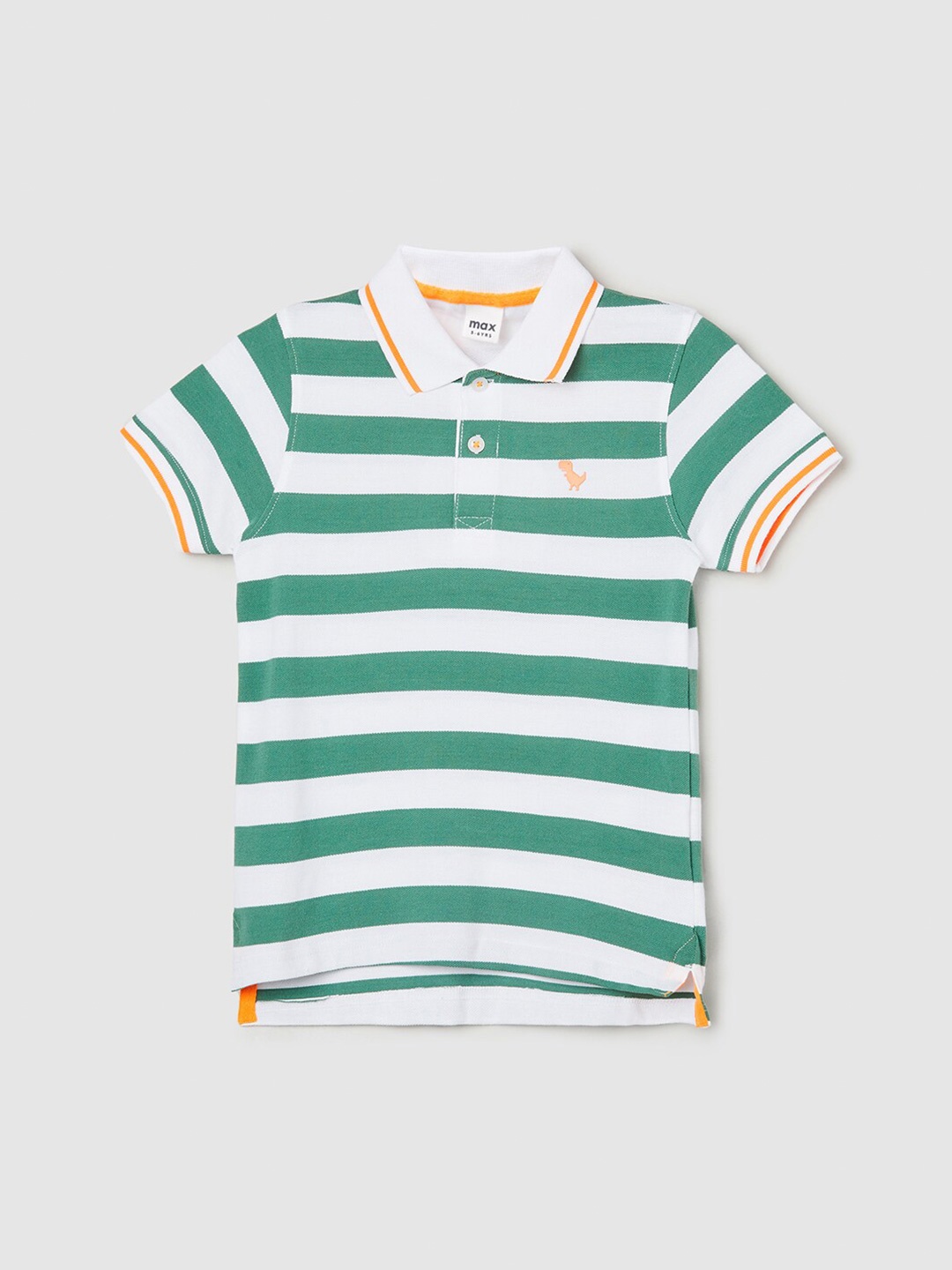 

max Boys Horizontal Striped Polo Collar Pure Cotton T-Shirt, White