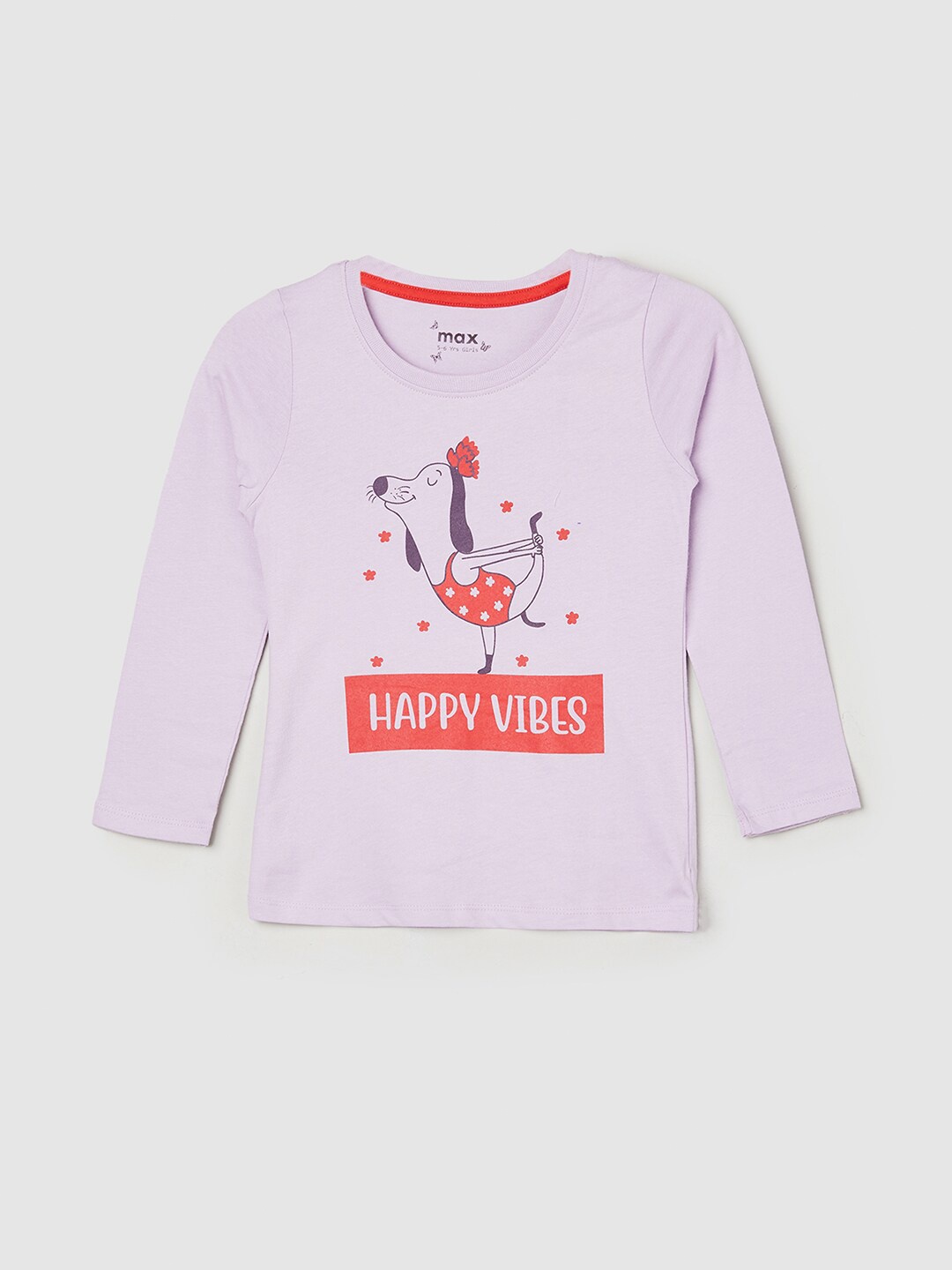

max Girls Graphic Printed Pure Cotton T-Shirt, Purple