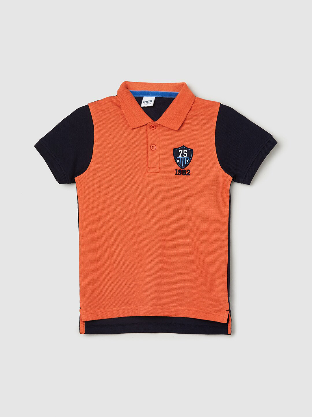 

max Boys Colourblocked Polo Collar Pure Cotton T-Shirt, Orange