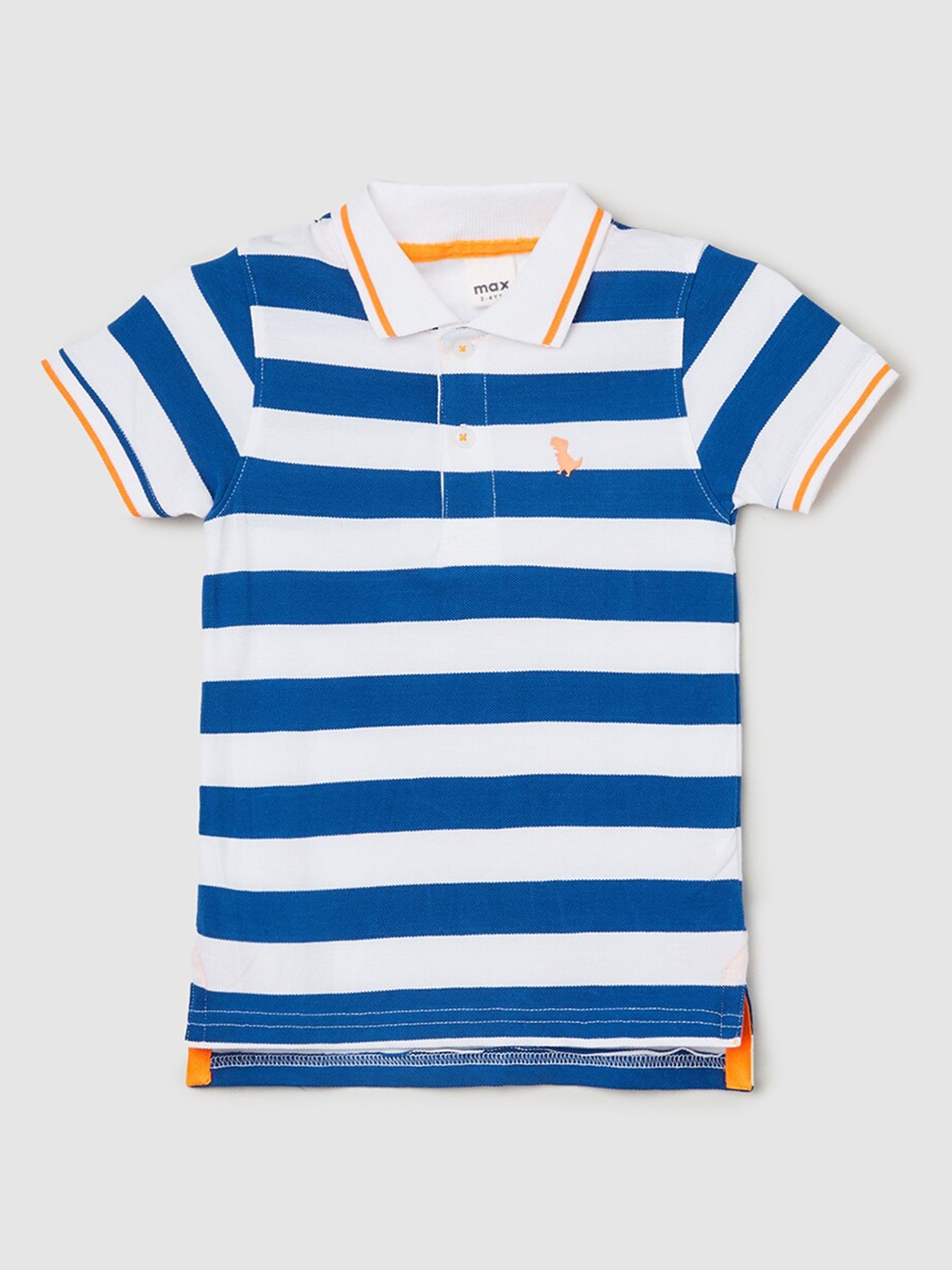 

max Boys Horizontal Striped Polo Collar Pure Cotton T-Shirt, White