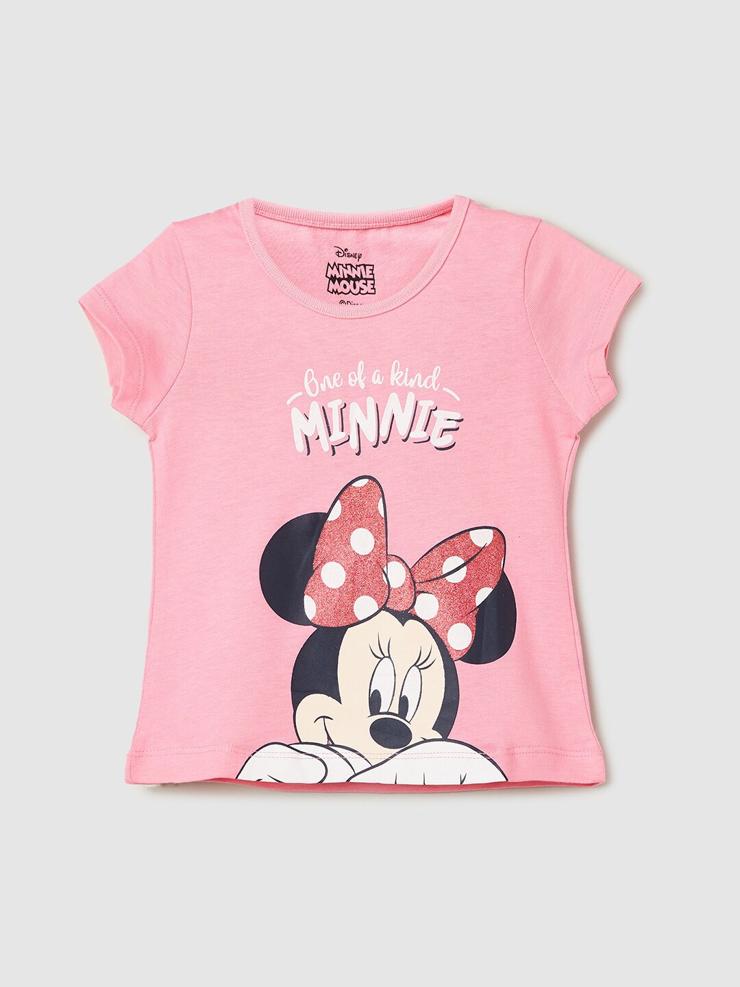 

max Girls Mickey Mouse Graphic Printed Pure Cotton T-Shirt, Pink