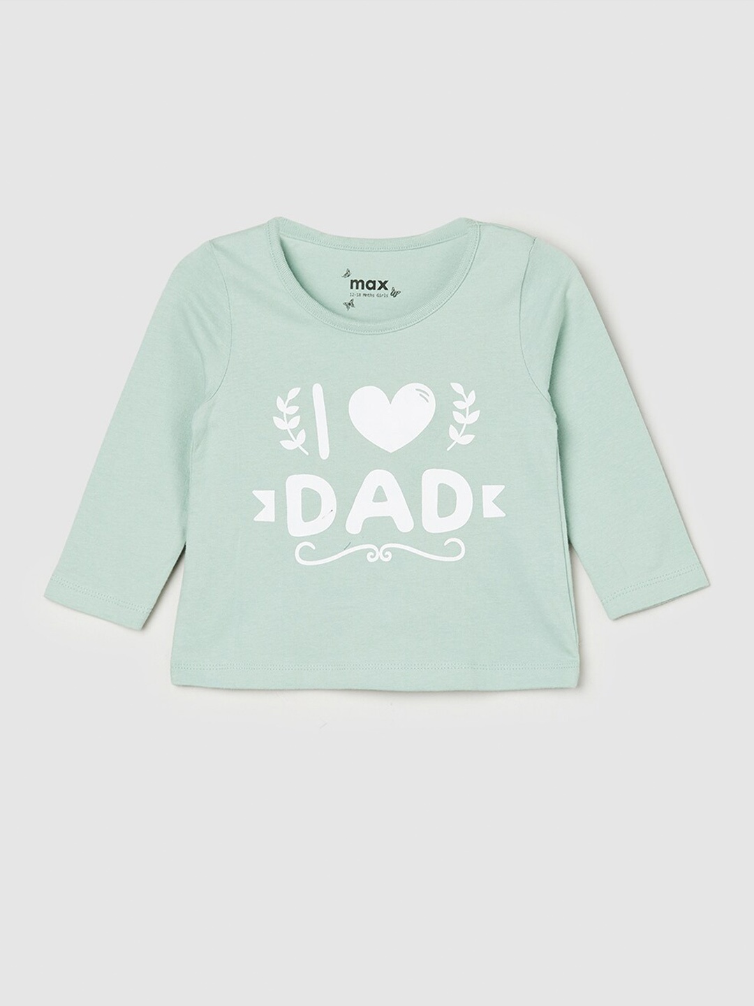 max Boys Typography Printed Pure Cotton T-Shirt, Green