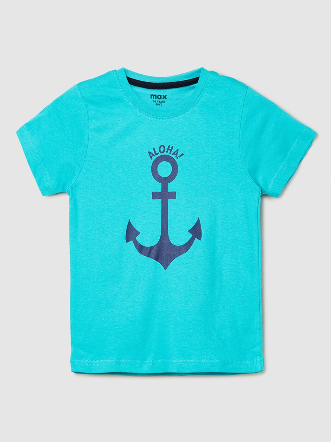 max Boys Graphic Printed Pure Cotton T-Shirt, Blue