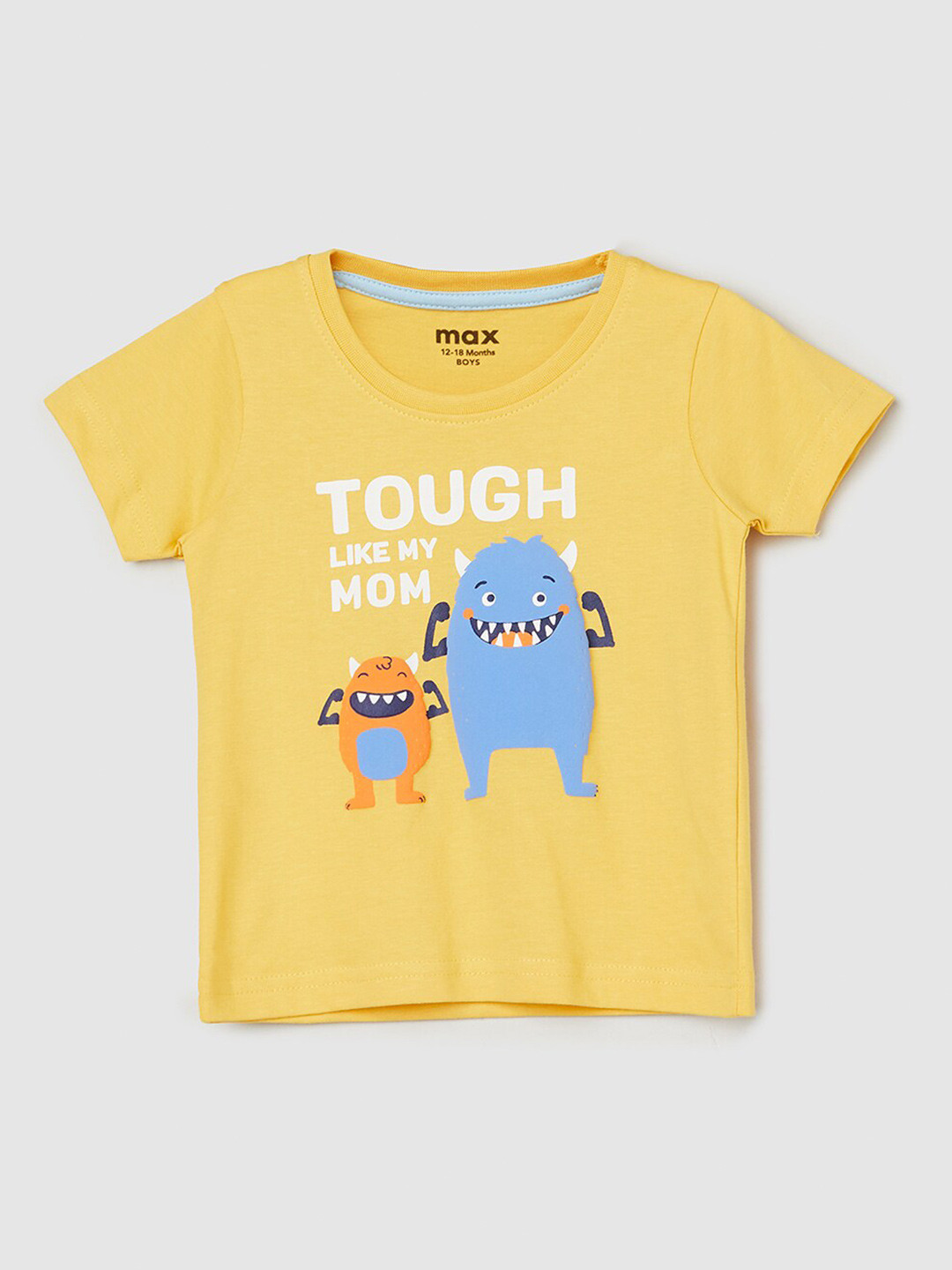

max Boys Graphic Printed Pure Cotton T-shirt, Yellow