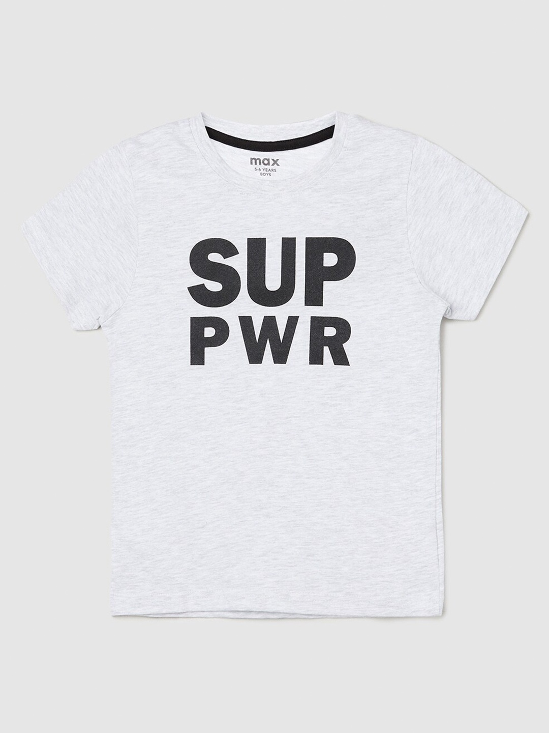 

max Boys Typography Printed T-shirt, Grey