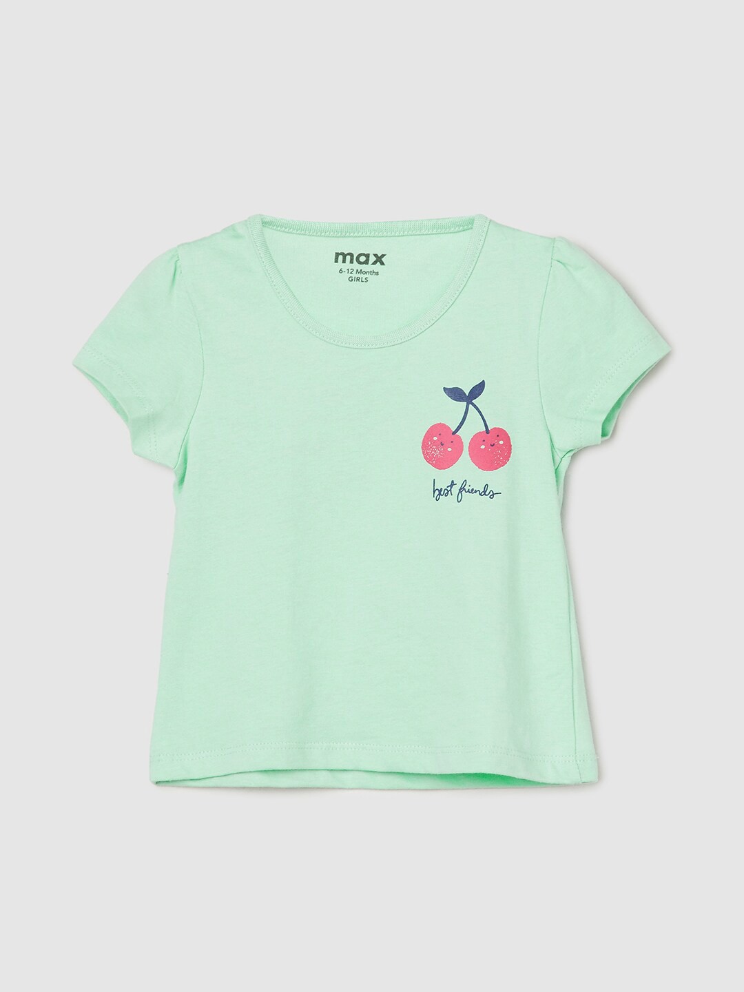 

max Girls Round Neck Cotton T-shirt, Green