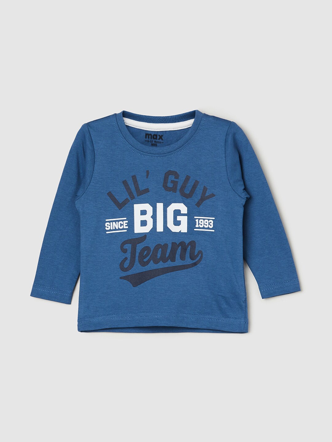 

max Boys Typography Printed Pure Cotton T-shirt, Blue