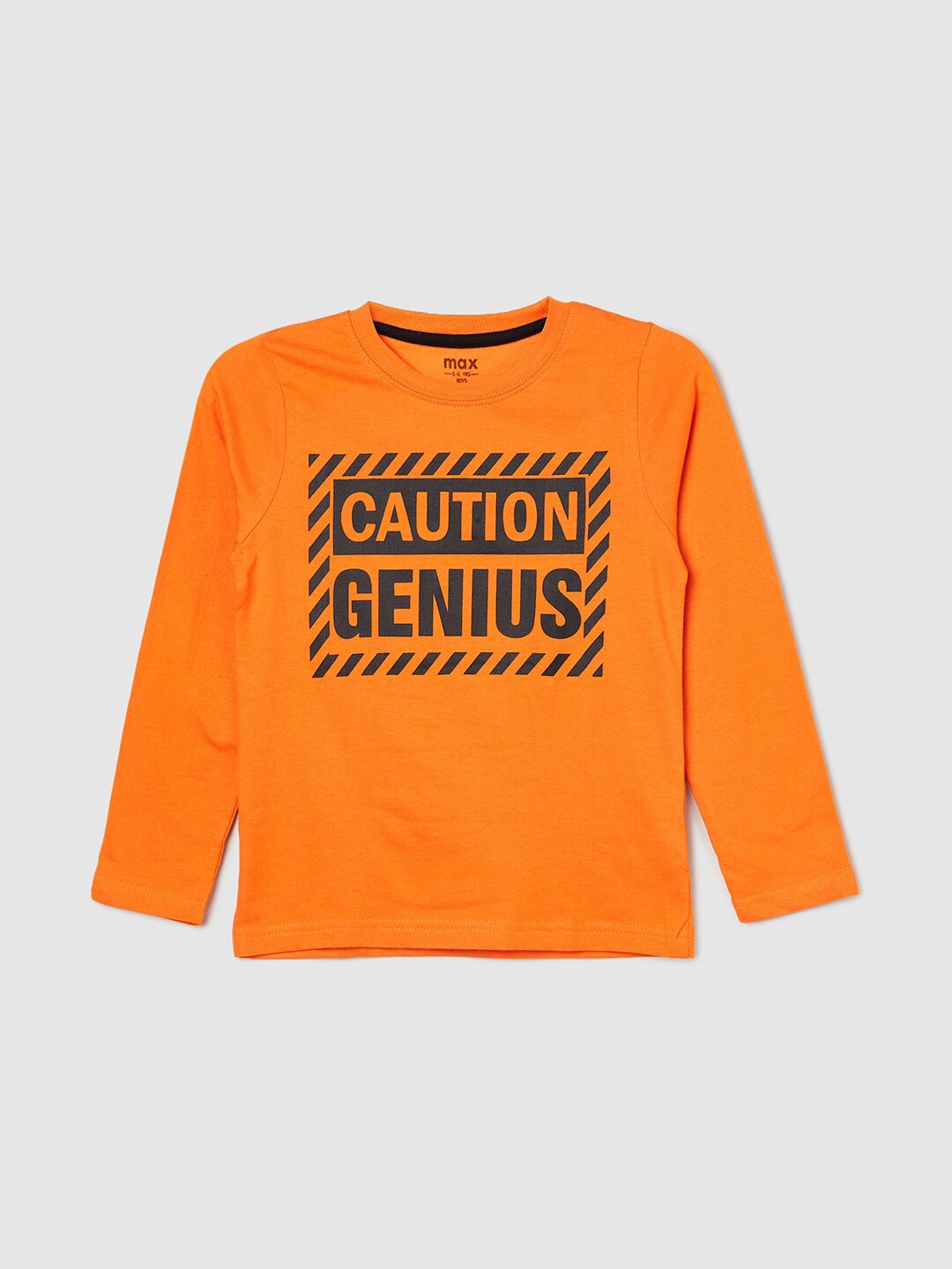 

max Boys Boys Typography Printed Pure Cotton T-Shirt, Orange