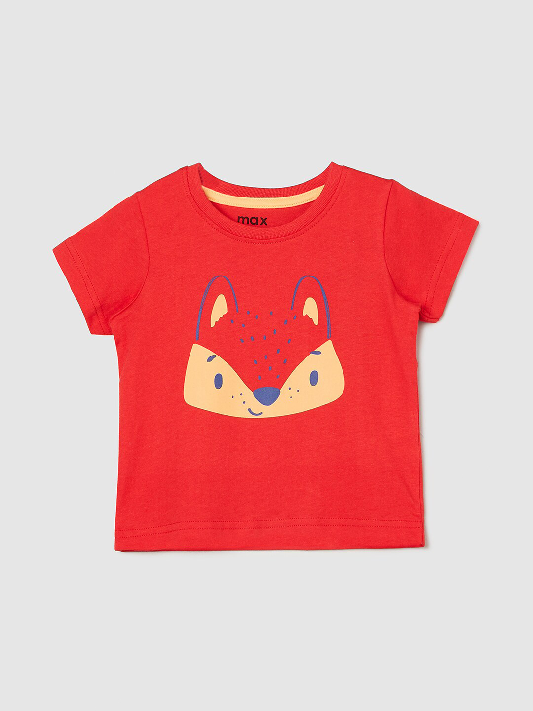 

max Infants Boys Girls Graphic Printed Pure Cotton T-Shirt, Red