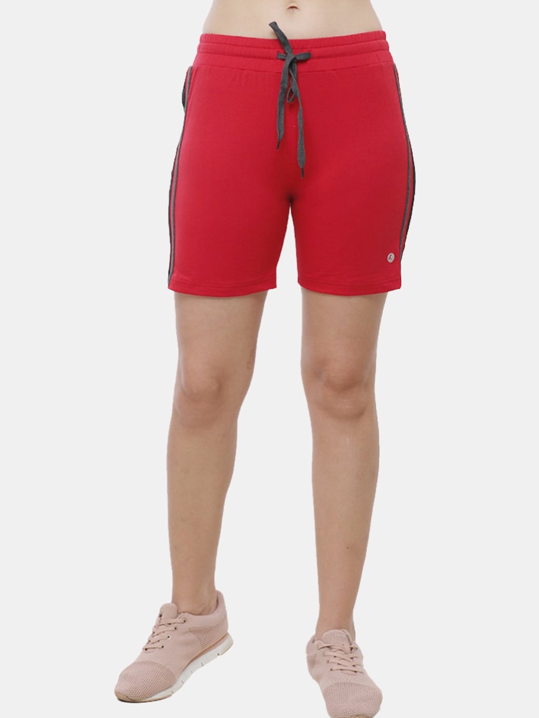 Lovable Sport Women Mid Rise Sports Shorts, Red