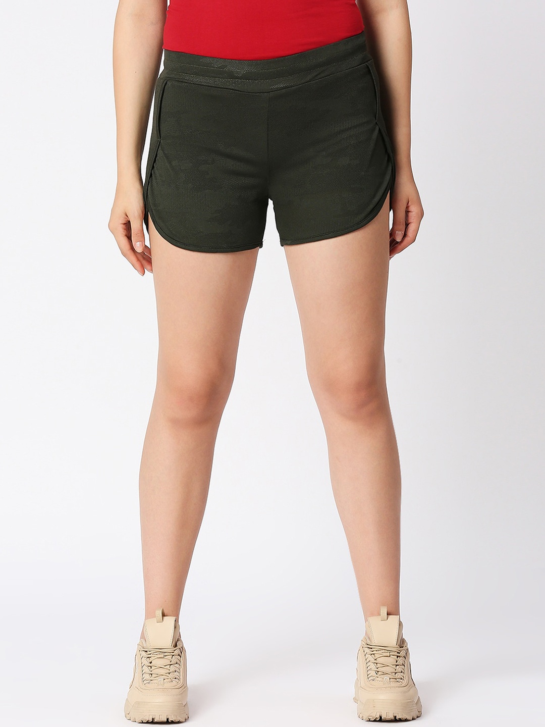

Lovable Sport Women Slim Fit Sports Shorts, Olive